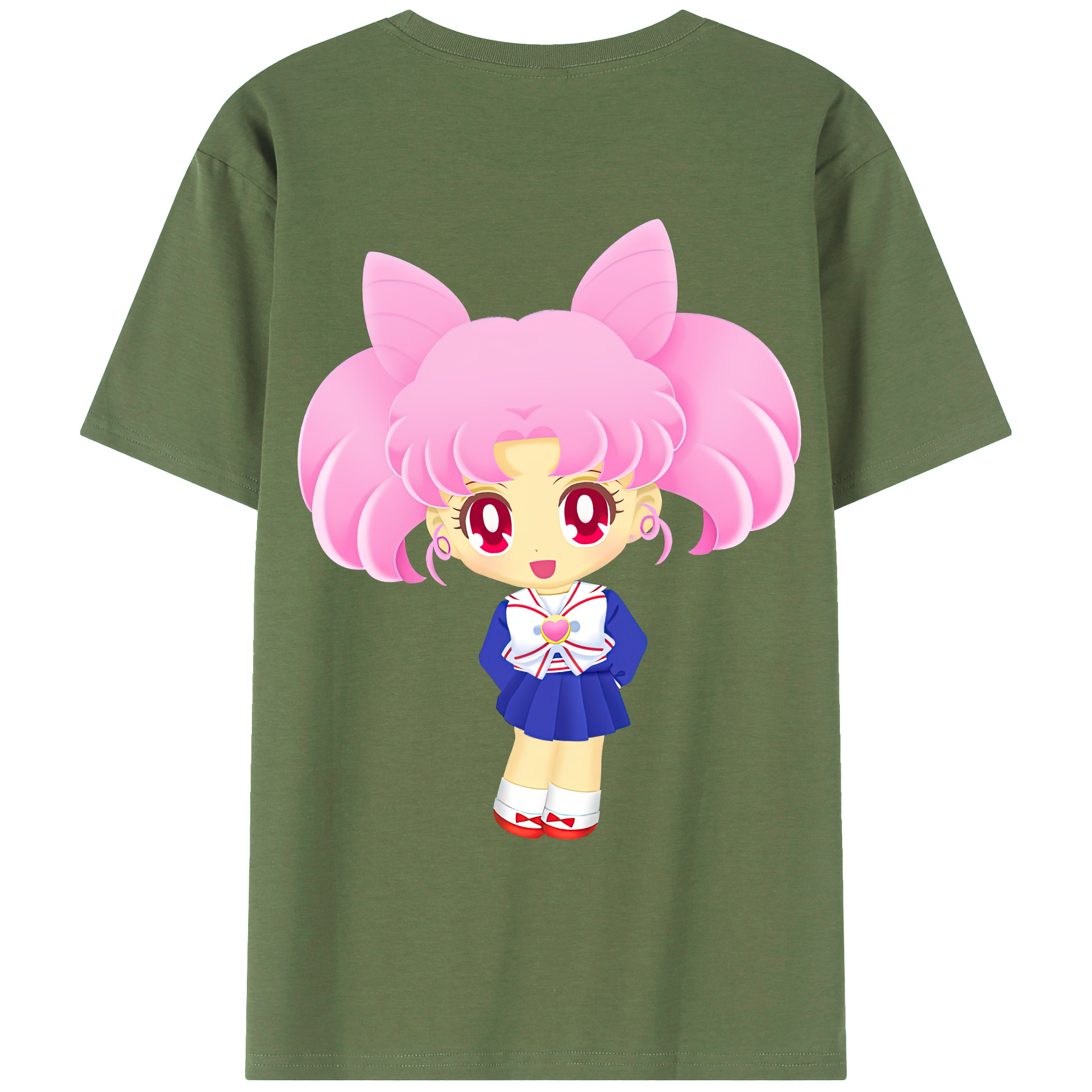 （画像用） 美少女戦士セーラームーン ちびうさ Sailor Moon Chibiusa Tsukino Usagi Small Lady Serenity 綿100％ メンズ半袖Tシャツ（バックプリント） 通気性